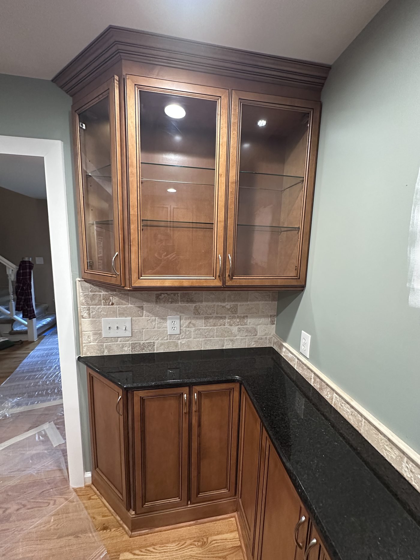 Built-in cabinet and hutch before removal