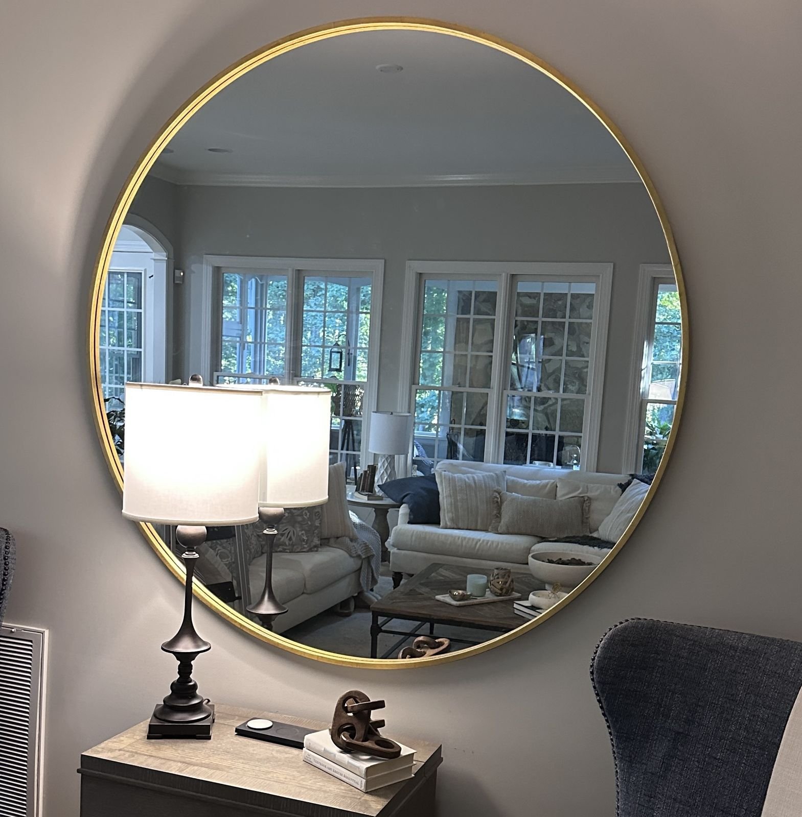 Huge 65" mirror hanging — Triangle Home Handyman, Apex NC