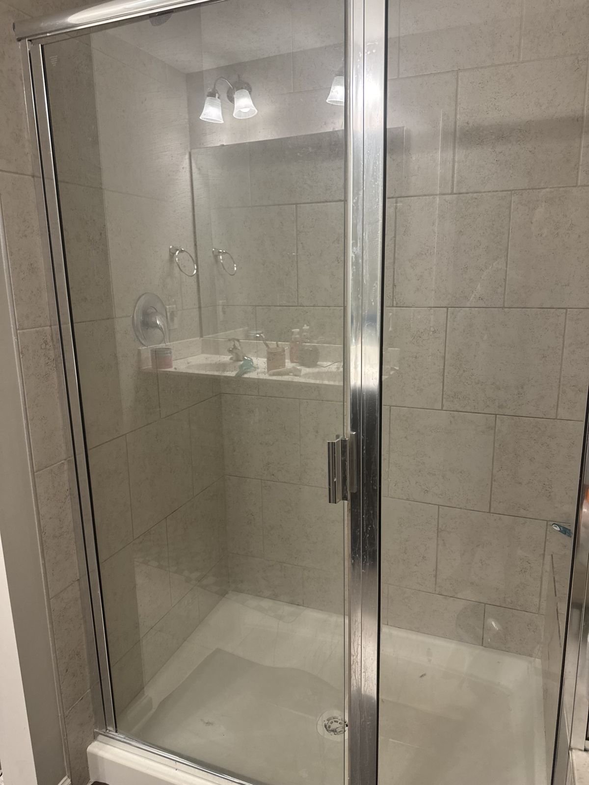 Shower door repair — handle adjusted, closing smoothly — Triangle Home Handyman, Apex NC